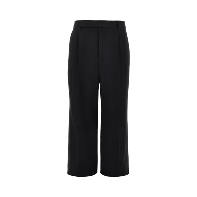 Saint Laurent Wool Grain De Poudre Pants In Black