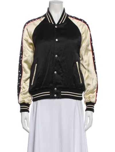 Pre-owned Saint Laurent Wool Graphic Print Bomber Jacket W/ Tags In Black