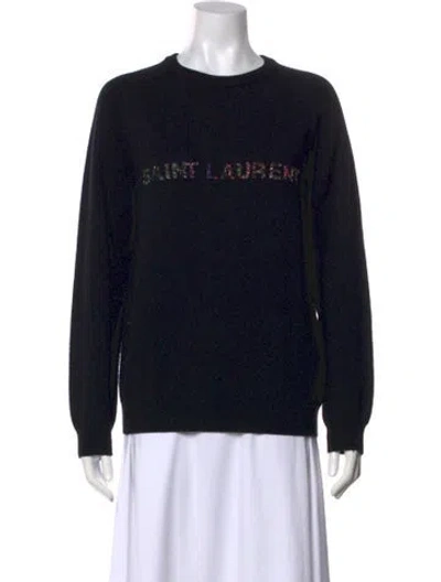 Pre-owned Saint Laurent Wool Graphic Print Sweater In Black