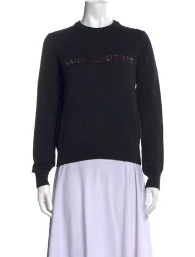 Pre-owned Saint Laurent Wool Graphic Print Sweater In Black