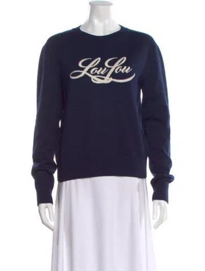 Pre-owned Saint Laurent Wool Graphic Print Sweater In Blue