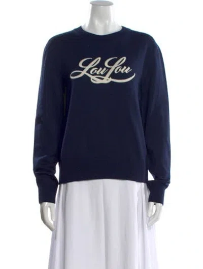 Pre-owned Saint Laurent Wool Graphic Print Sweater In Blue
