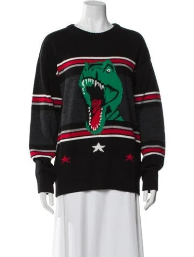Pre-owned Saint Laurent Wool Graphic Print Sweater W/ Tags In Black