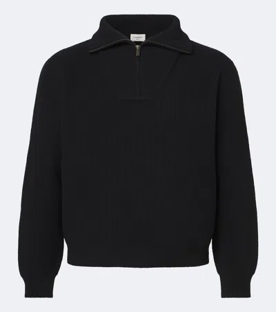 Saint Laurent Zip Neck Sweater Regular Fit Long Sleeves In Black
