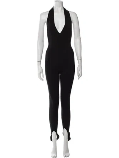 Pre-owned Saint Laurent Wool Halterneck Jumpsuit In Black
