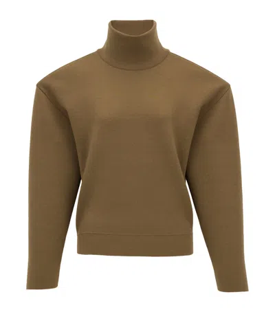 Saint Laurent Wool High-neck Sweater In Brown