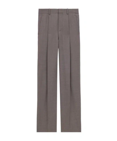 Saint Laurent Wool High-waist Casual Pants In Gray