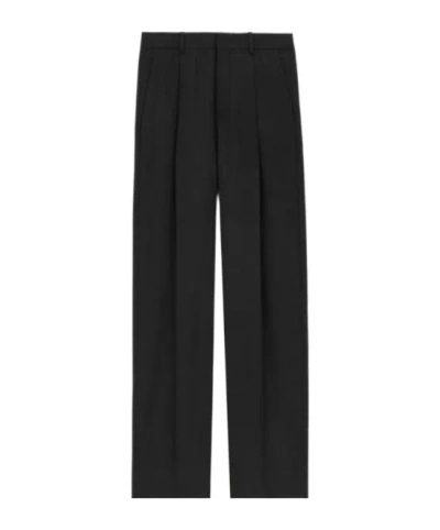 Saint Laurent Wool High-waist Pants In Black