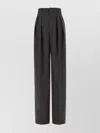Saint Laurent Wool Trousers With High Waist And Wide Leg In Black