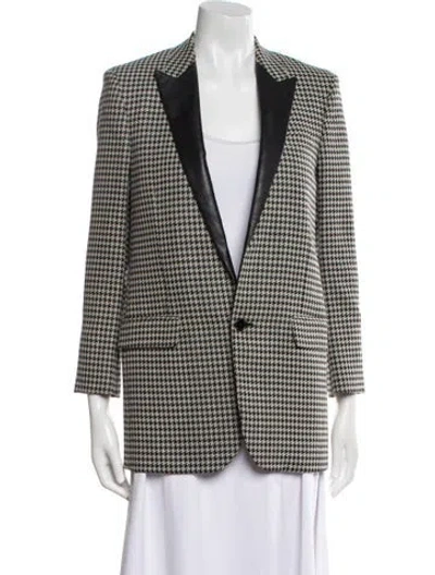 Pre-owned Saint Laurent Wool Houndstooth Print Blazer In Black