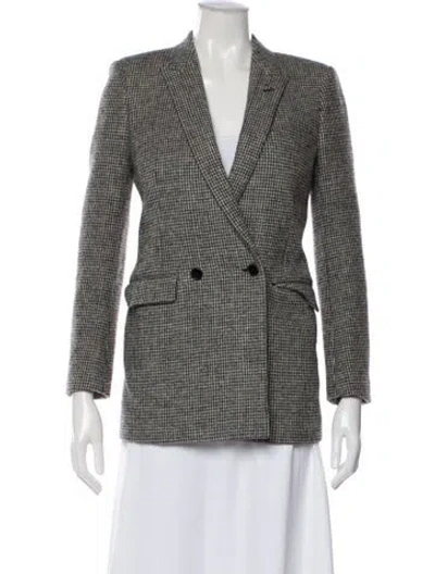 Pre-owned Saint Laurent Wool Houndstooth Print Blazer In Gray