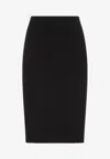 Saint Laurent Woman Midi Skirt Black Size L Wool, Polyamide, Recycled Elastane In Black