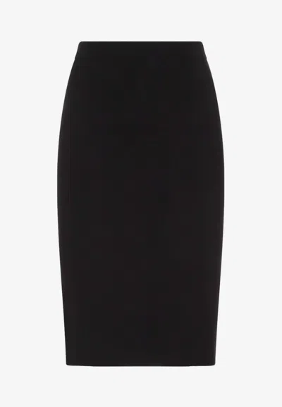 SAINT LAURENT WOOL KNEE-LENGTH PENCIL SKIRT