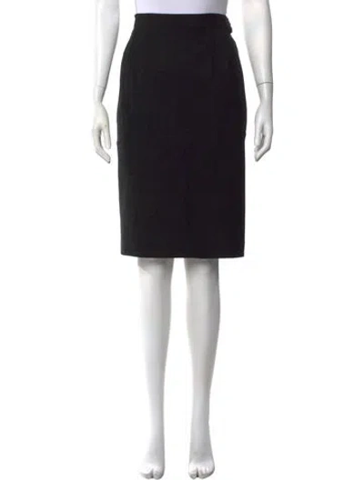 Pre-owned Saint Laurent Wool Knee-length Skirt In Black