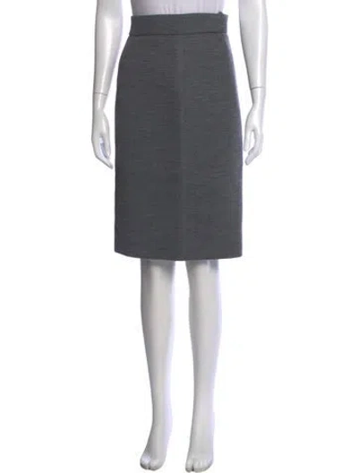 Pre-owned Saint Laurent Wool Knee-length Skirt In Grey