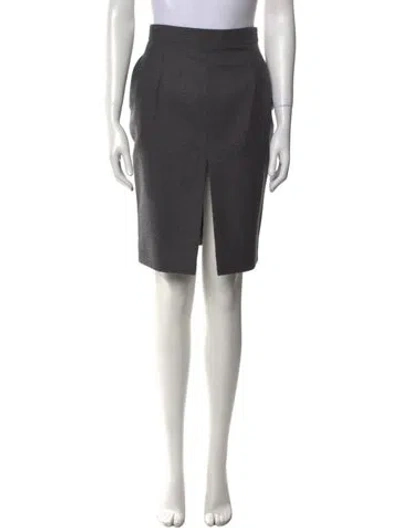 Pre-owned Saint Laurent Wool Knee-length Skirt W/ Tags In Gray