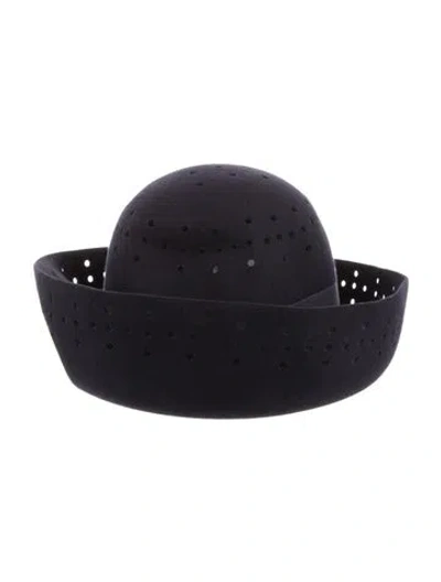 Pre-owned Saint Laurent Wool Lasercut  Hat In Blue