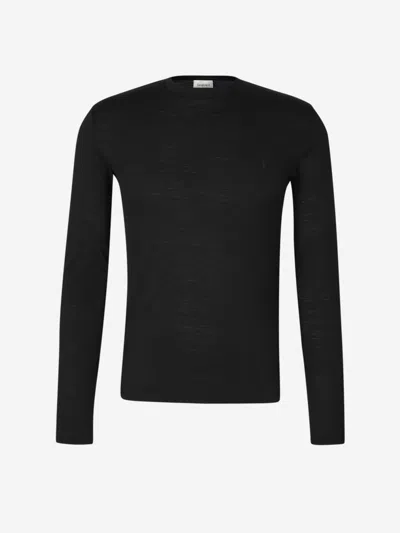 Saint Laurent Wool Logo T-shirt In Black