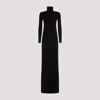 Saint Laurent Virgin Wool Long Dress In Noir