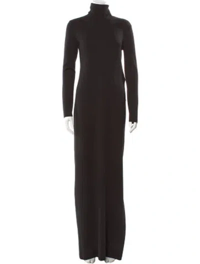 Pre-owned Saint Laurent Wool Long Dress W/ Tags In Black
