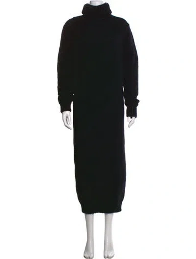 Pre-owned Saint Laurent Wool Long Dress W/ Tags In Black