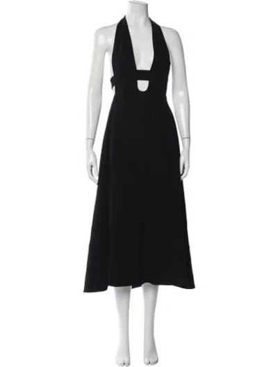 Pre-owned Saint Laurent Wool Midi Length Dress In Black