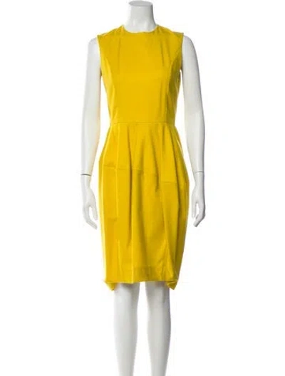 Pre-owned Saint Laurent Wool Midi Length Dress In Yellow