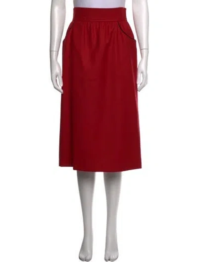 Pre-owned Saint Laurent Wool Midi Length Skirt In Red