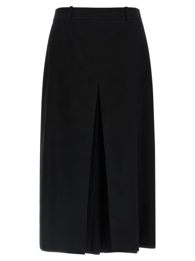 Saint Laurent Wool Midi Skirt In Black