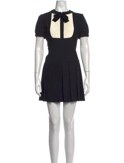 Pre-owned Saint Laurent Wool Mini Dress In Black/white