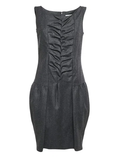 Pre-owned Saint Laurent Wool Mini Dress In Gray