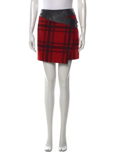 Pre-owned Saint Laurent Wool Mini Skirt In Black/red