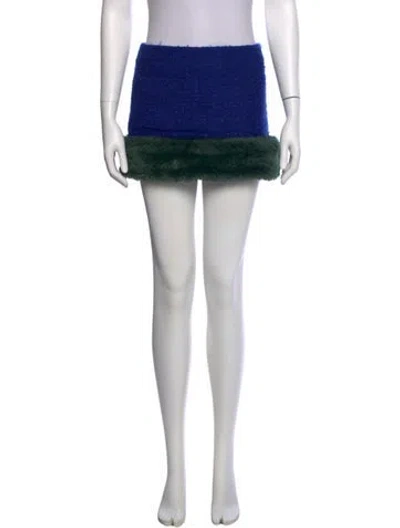 Pre-owned Saint Laurent Wool Mini Skirt In Blue