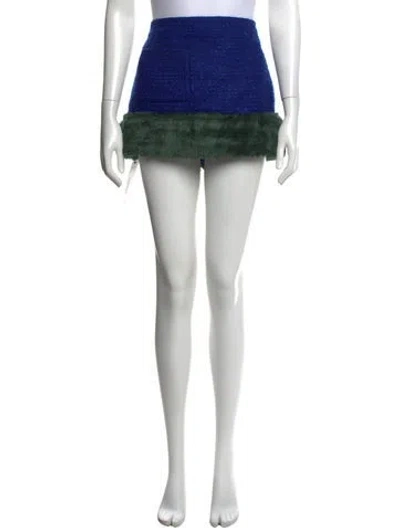 Pre-owned Saint Laurent Wool Mini Skirt In Blue