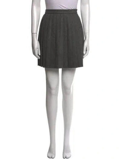 Pre-owned Saint Laurent Wool Mini Skirt In Gray