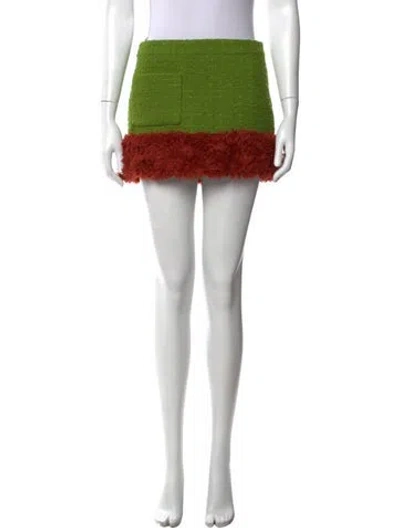 Pre-owned Saint Laurent Wool Mini Skirt In Green