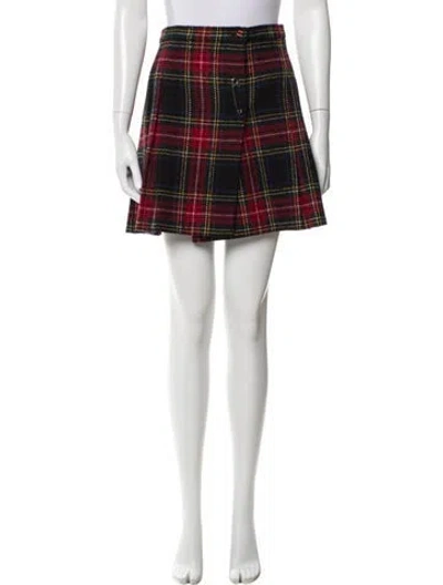Pre-owned Saint Laurent Wool Mini Skirt In Red