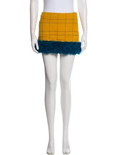 Pre-owned Saint Laurent Wool Mini Skirt In Yellow