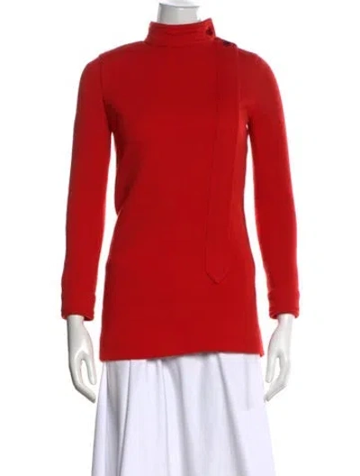 Pre-owned Saint Laurent Wool Mock Neck Top In Red