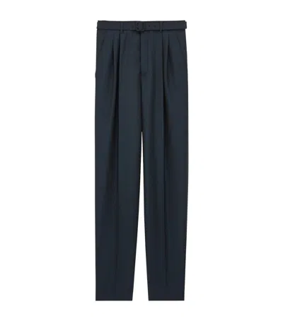Saint Laurent Wool-mohair Pleated Trousers In Green