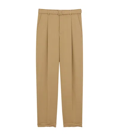Saint Laurent Wool And Mohair Slim-fit Trousers In Brown