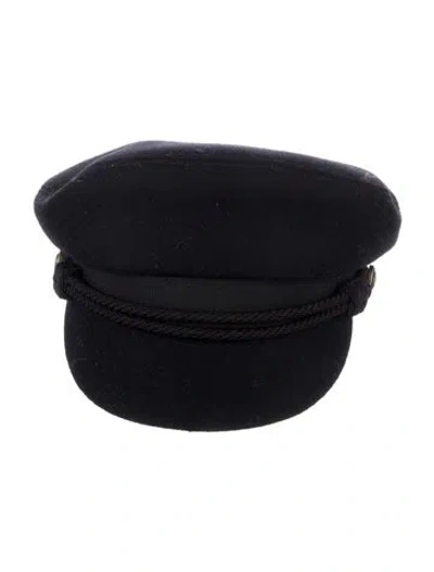 Pre-owned Saint Laurent Wool Newsboy Hat In Black