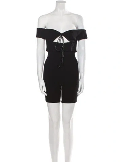 Pre-owned Saint Laurent Wool Off-the-shoulder Romper W/ Tags In Black