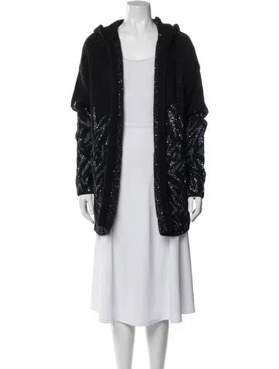 Pre-owned Saint Laurent Wool Open Front Sweater In Black