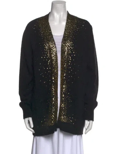 Pre-owned Saint Laurent Wool Open Front Sweater In Black