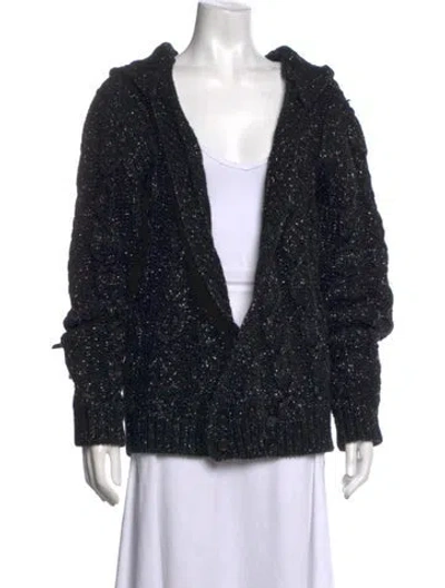 Pre-owned Saint Laurent Wool Open Front Sweater In Black