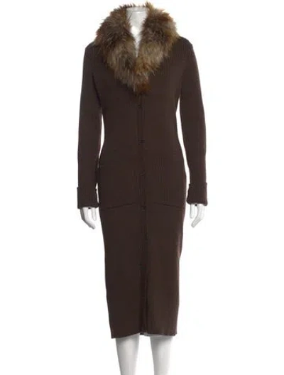 Pre-owned Saint Laurent Wool Open Front Sweater In Brown