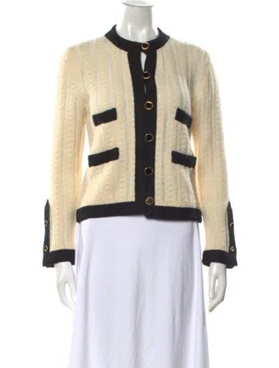 Pre-owned Saint Laurent Wool Open Front Sweater In Neutral