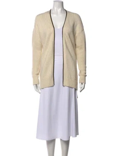 Pre-owned Saint Laurent Wool Open Front Sweater In Neutral