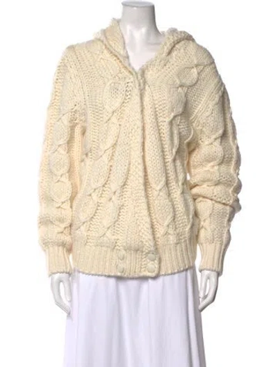 Pre-owned Saint Laurent Wool Open Front Sweater In Neutrals